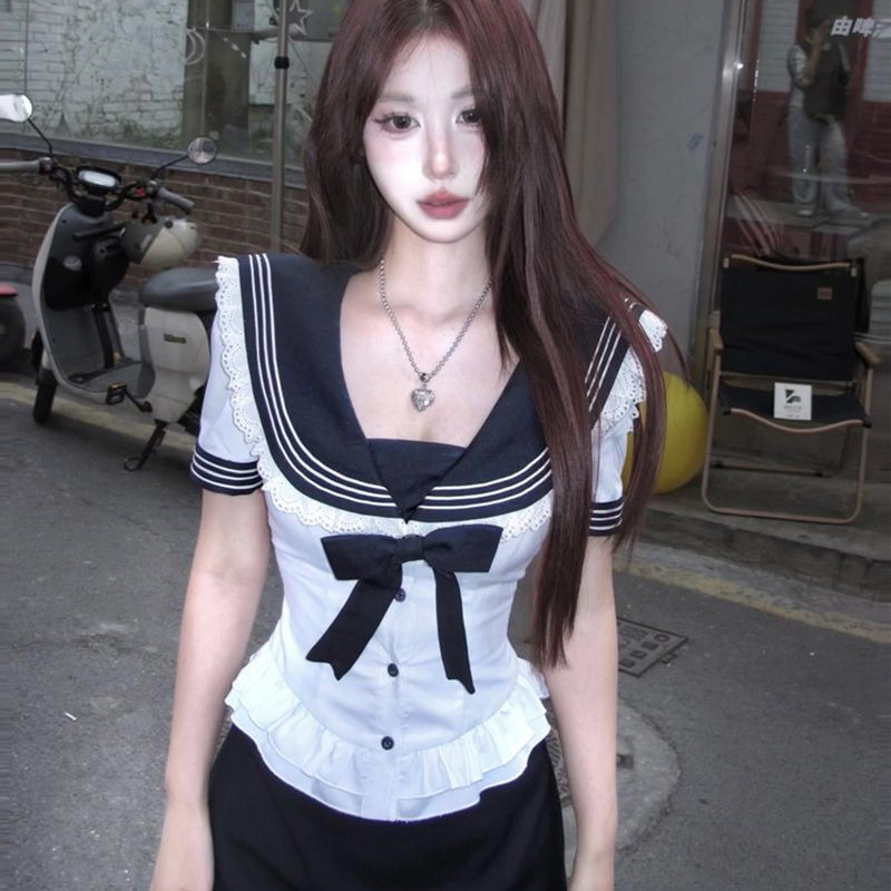 Summer Youth Clothing - Deeptown Sweet Bow Sailor Collar Women