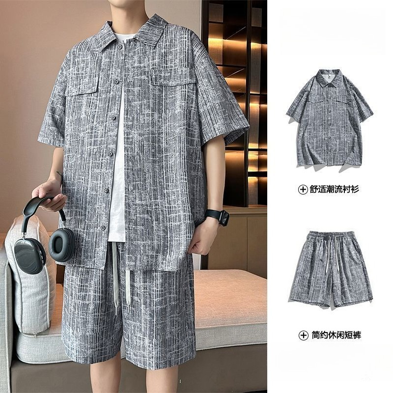 Summer Youth Clothing - Men's Set Half Sleeve Shirt+ 5
