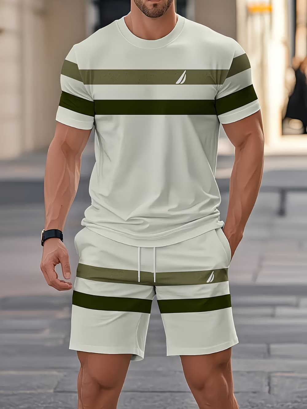 Summer Youth Clothing - Men's Summer Sets Funny 3D Stripe