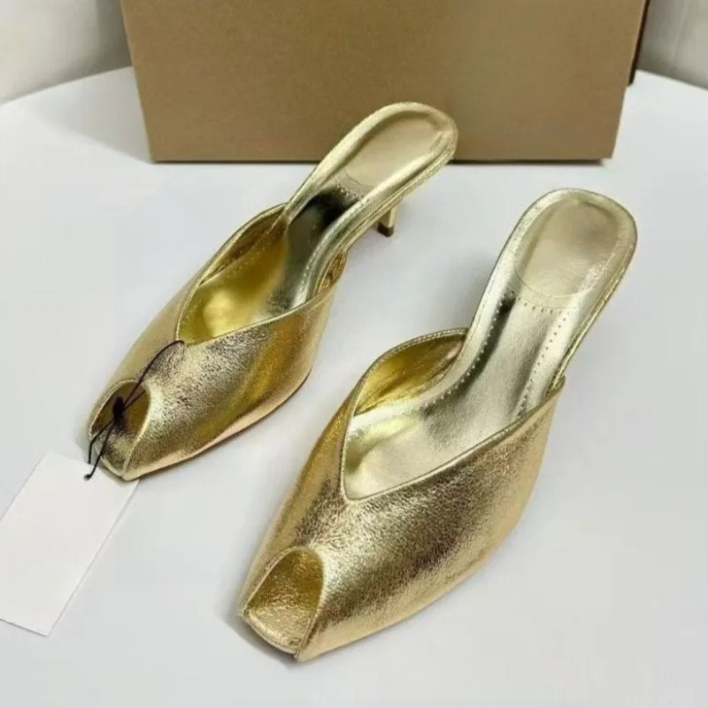 Summer Clothing Ladies - Women's Pumps Designer Gold Women Mules