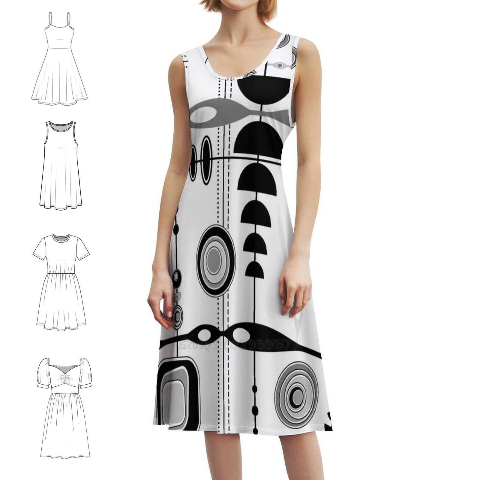 Mid Century Modern Print-Black - Summer Clothing Vintage recension och pris