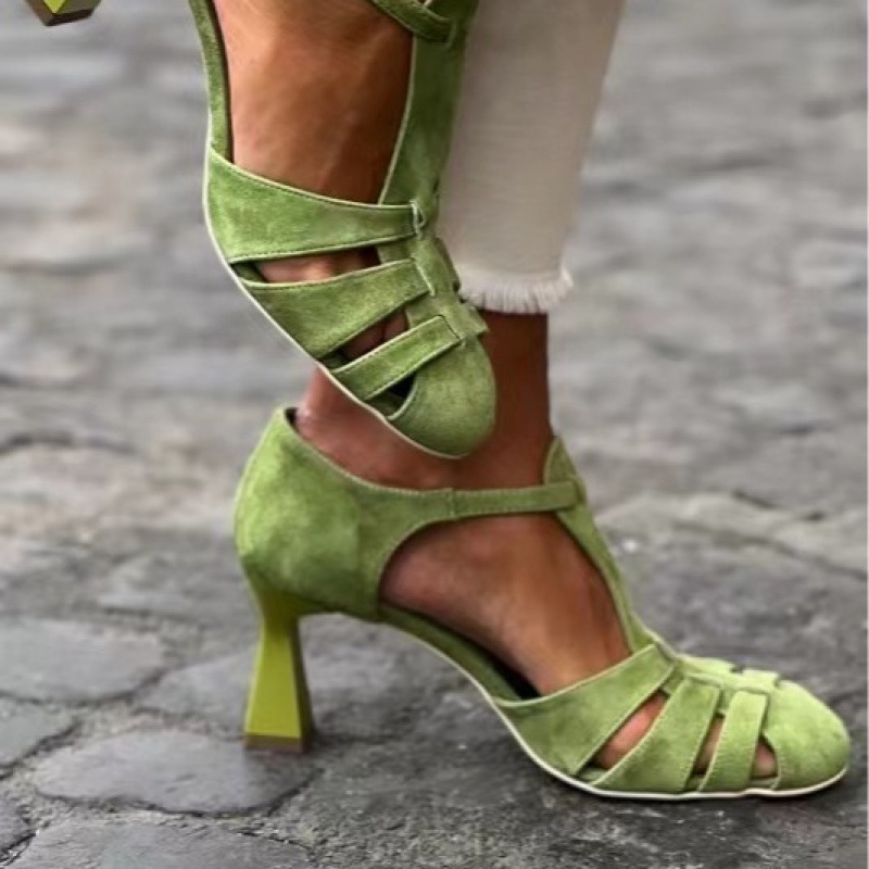 Women's Green Suede Kitten Hee - Summer Clothing Ladies recension och pris