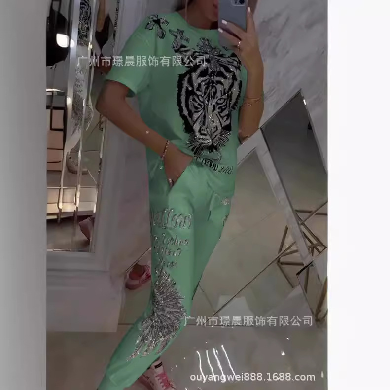 Spring Women Suit Print O-neck - Summer Clothing Bundle recension och pris