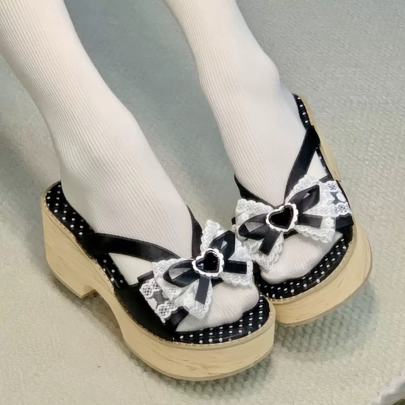 Sweet Bow Wood Grain Thick Bot - Summer Clothing Ladies recension och pris