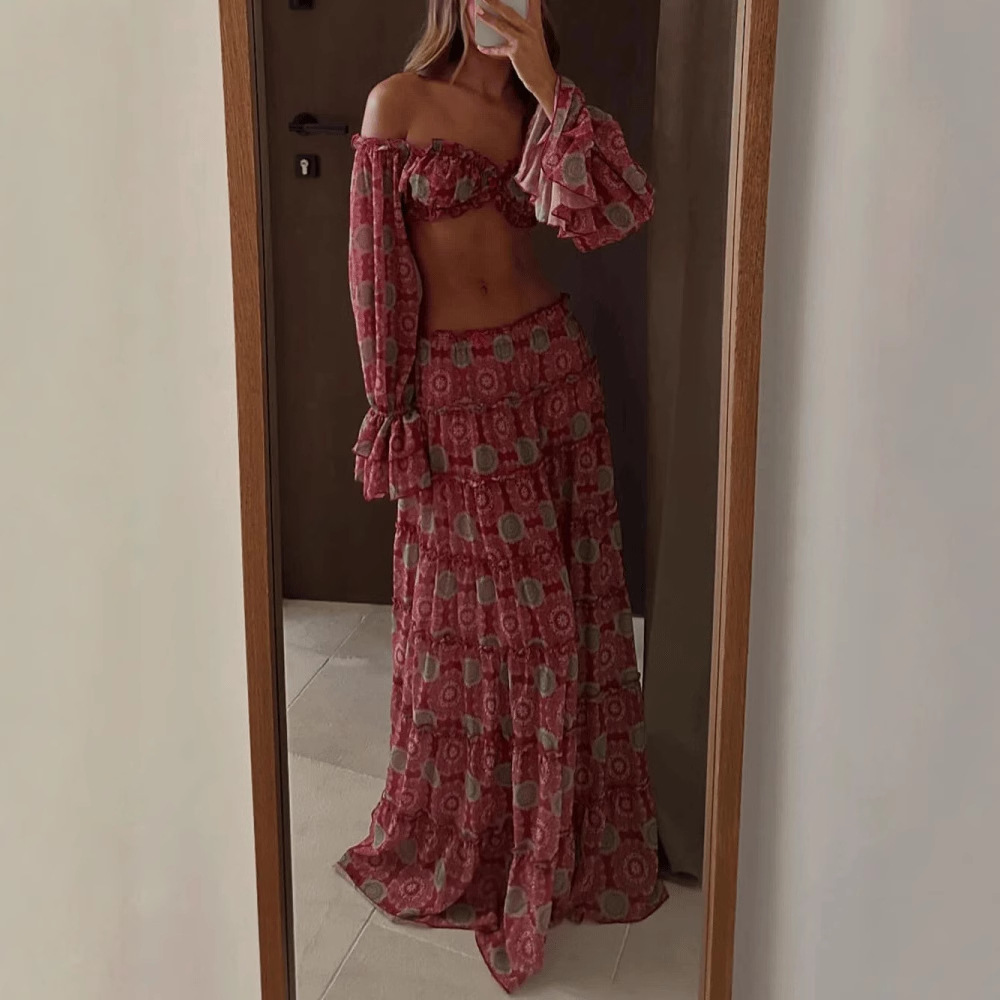Vintage Print Skirt Two Piece  - Summer Clothing Vintage recension och pris