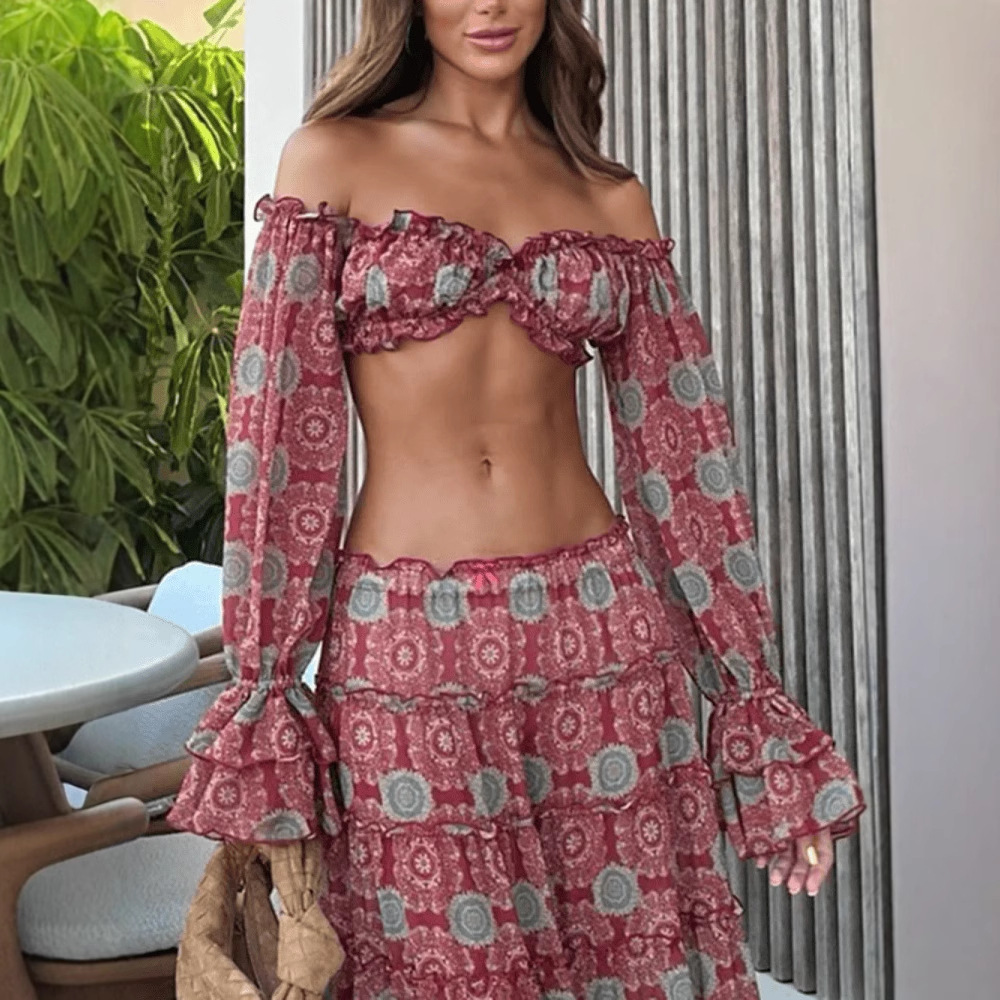 Vintage Print Skirt Two Piece  - Summer Clothing Vintage recension och pris
