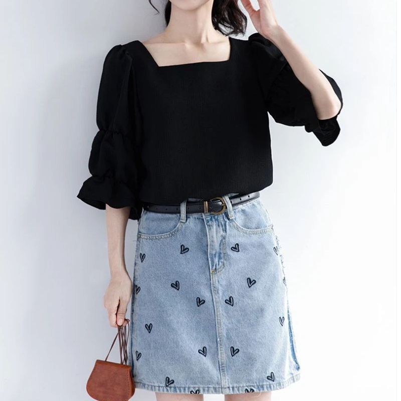 Pleated Short Sleeve Solid Kor - Summer Youth Clothing recension och pris