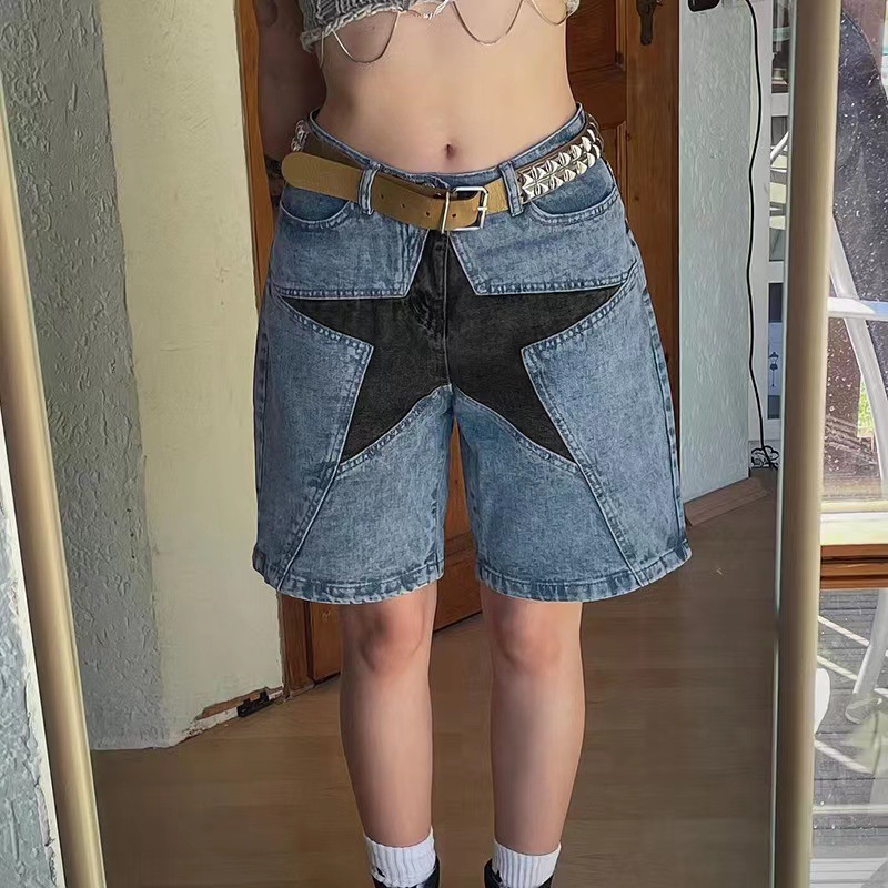 Stars Patchwork Women Short Je - Summer Clothing Vintage recension och pris